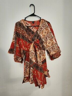 SHEIN Bohemian Paisley Print Romper M Nwot